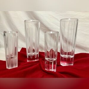 Vera Wang Wedgwood Frosted Stripe Vase 4 Set Full Lead Crystal Made in Germany🇩🇪